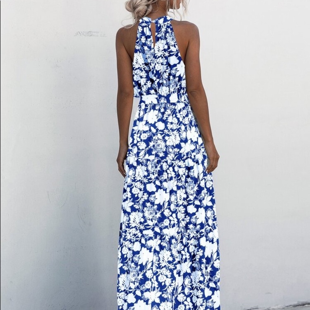 Boho Gypsy Halter Belted Maxi Dress New - Picture 8 of 12